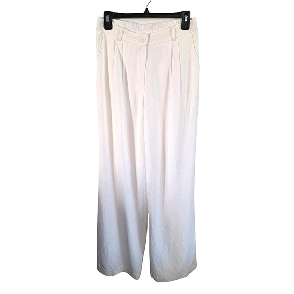 Elegant White Linen Wide-Leg Pants Size Medium NWOT - Picture 2 of 4